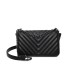 T11816 - Bolso de cadena oscura con cierre imantado y textura rayada