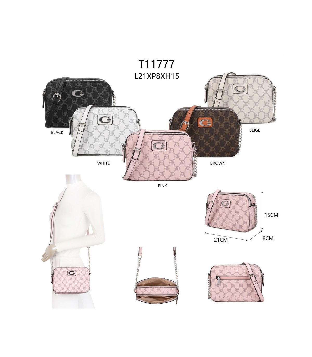 T11777 - Bolso bandolera con G y dos compartimentos