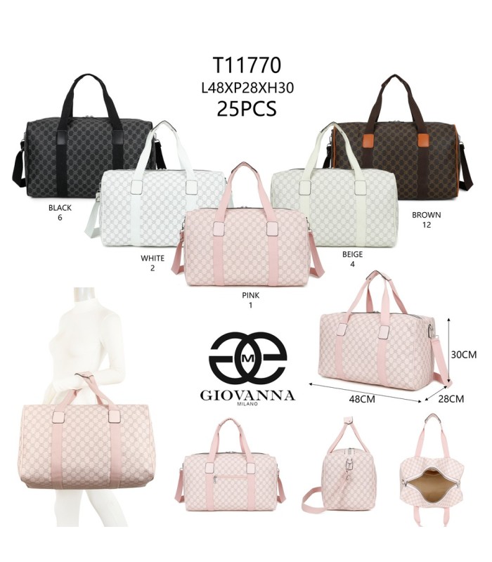T11770 - Bolso de viaje grande con asas y bandolera amplio espacio interior