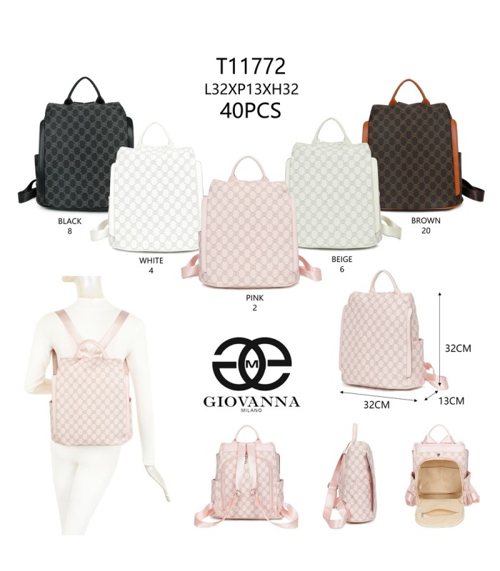T11772 - Mochila cuadrada con amplio espacio y bolsillo antirrobo