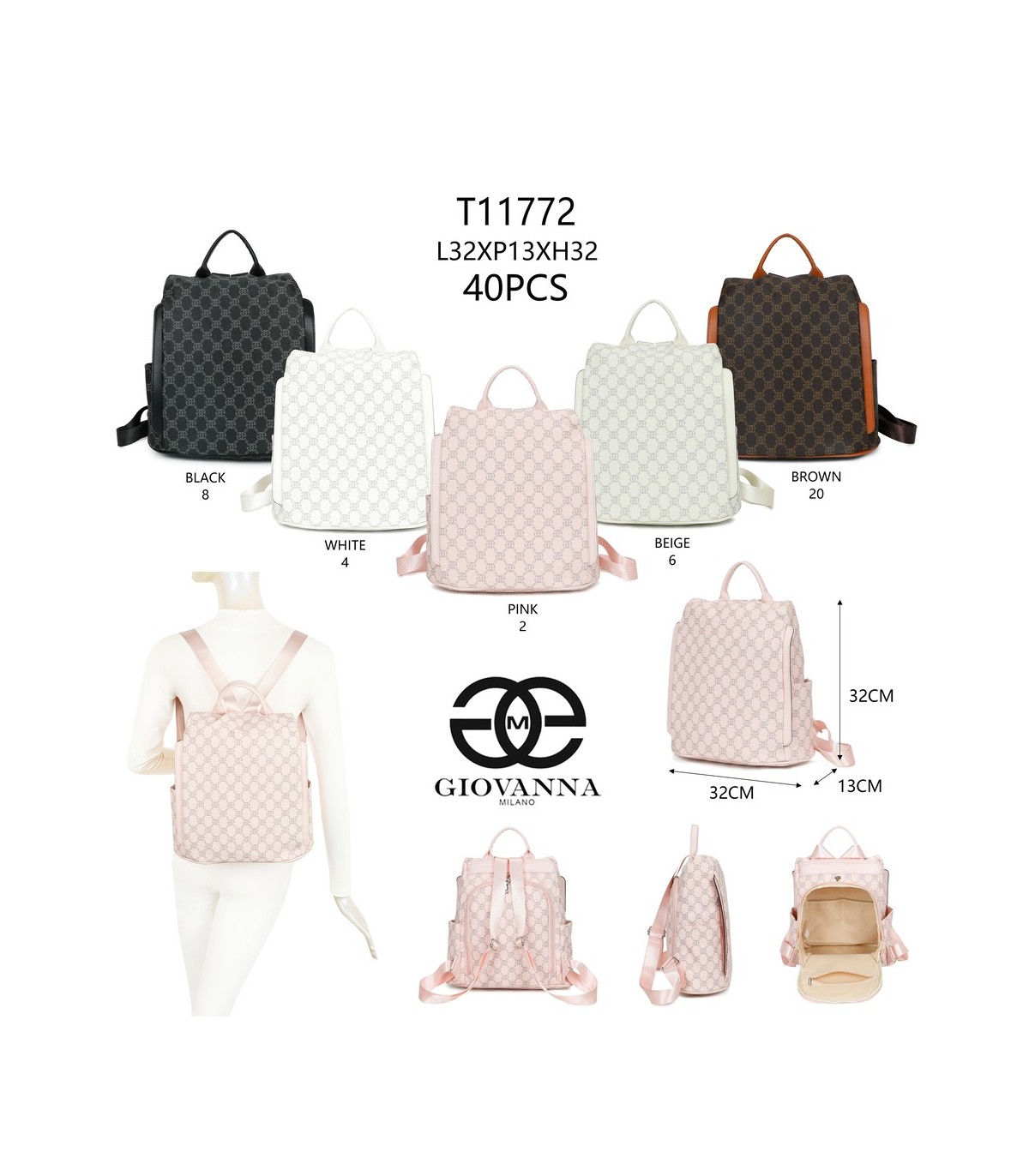 T11772 - Mochila cuadrada con amplio espacio y bolsillo antirrobo
