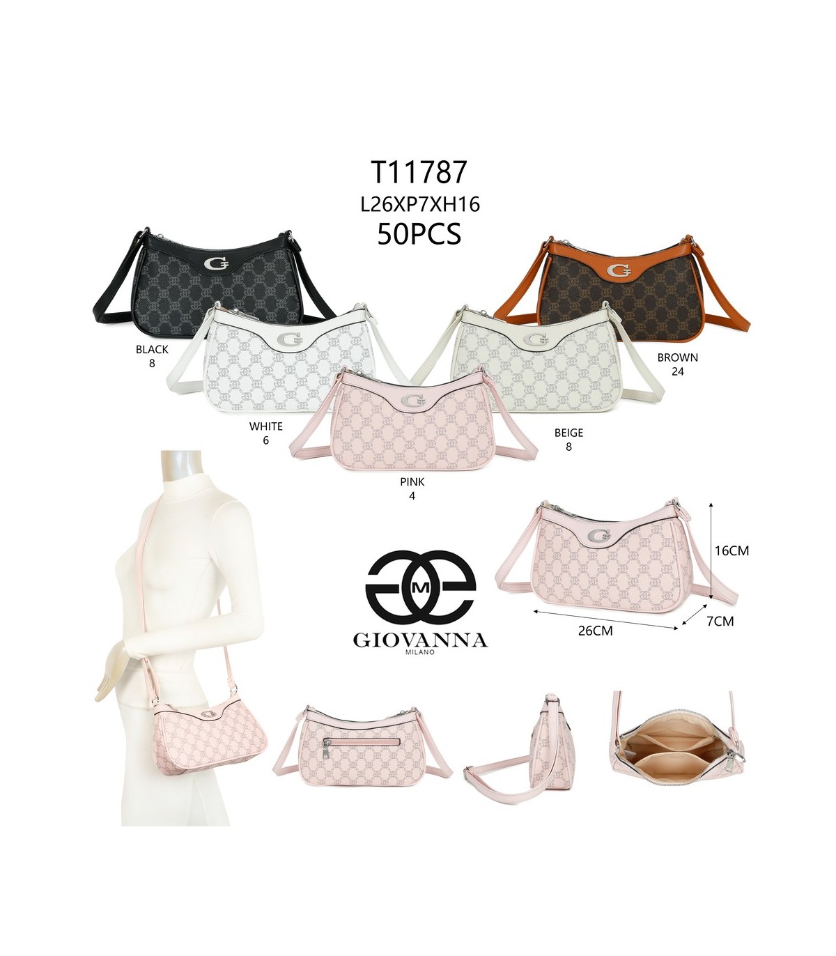 T11787 - Bolso hobo con asa grande para llevarlo en el hombro o con bandolera