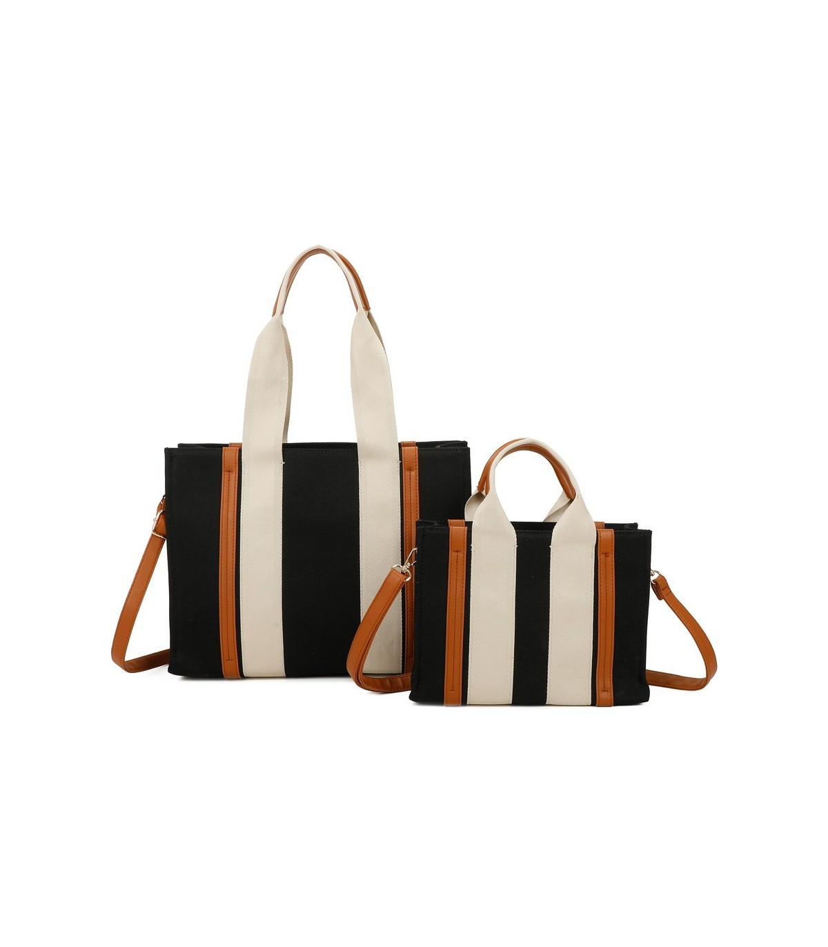T11703 - Bolso doble y bandolera efecto de cañamo de Playa para mujer