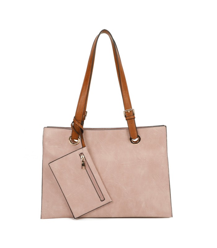 T11708 - Bolso bandolera con 3 compartimentos y monedero a juego