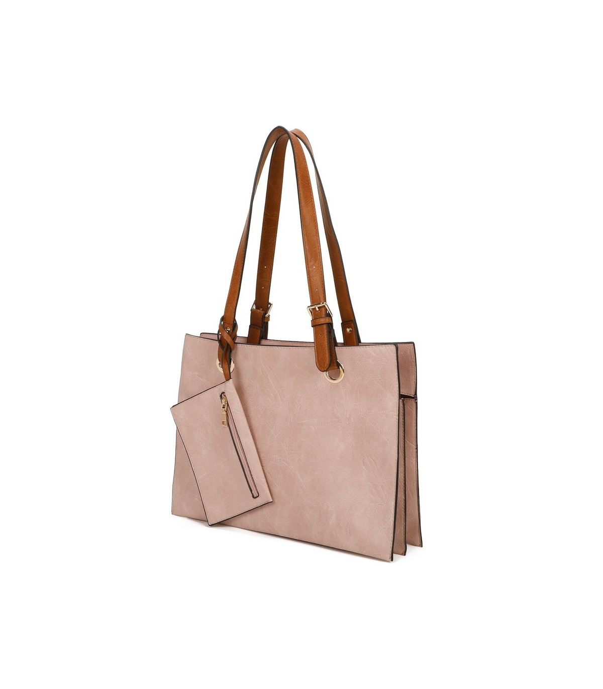 T11708 - Bolso bandolera con 3 compartimentos y monedero a juego