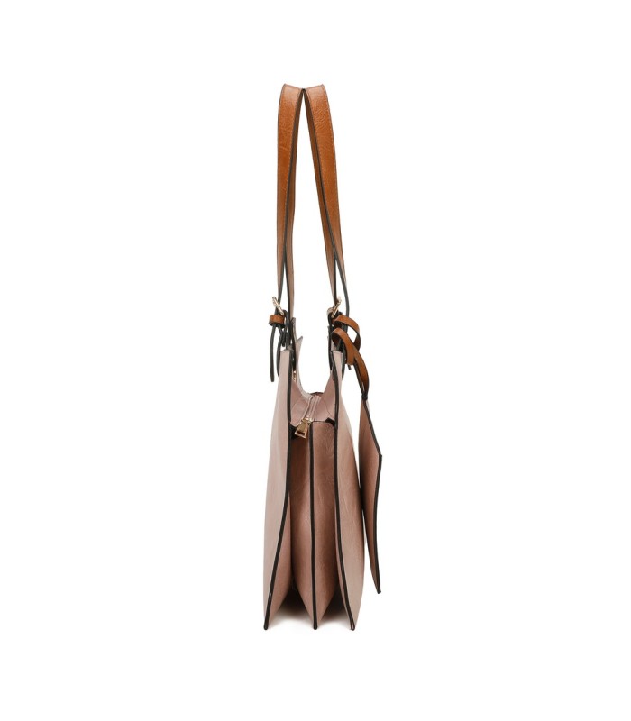 T11708 - Bolso bandolera con 3 compartimentos y monedero a juego