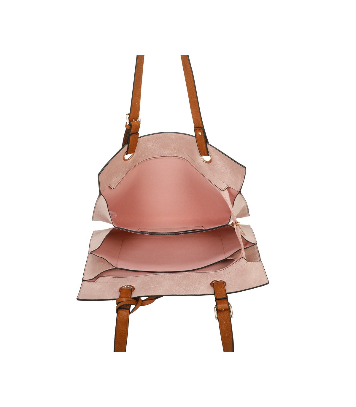T11708 - Bolso bandolera con 3 compartimentos y monedero a juego