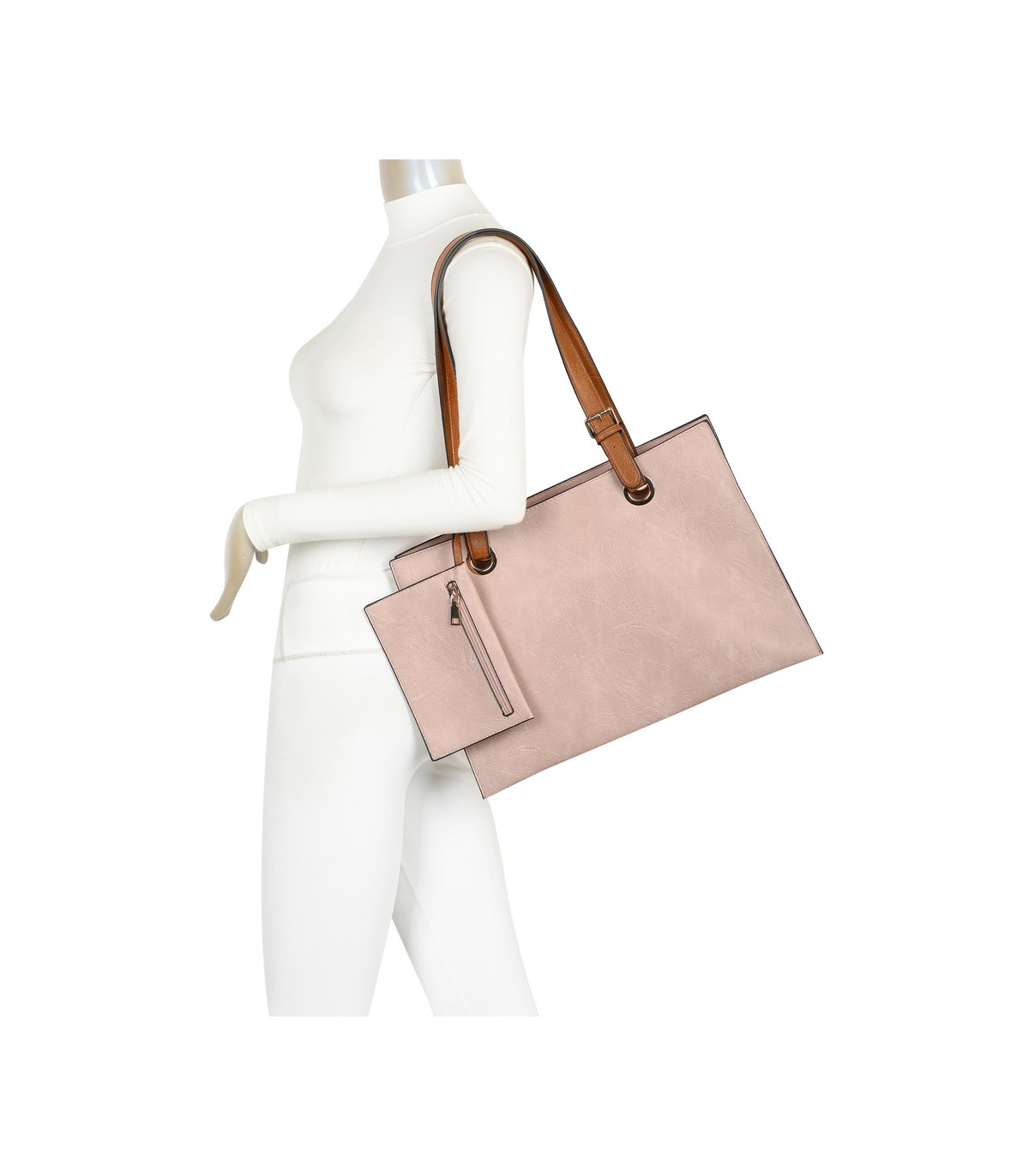 T11708 - Bolso bandolera con 3 compartimentos y monedero a juego