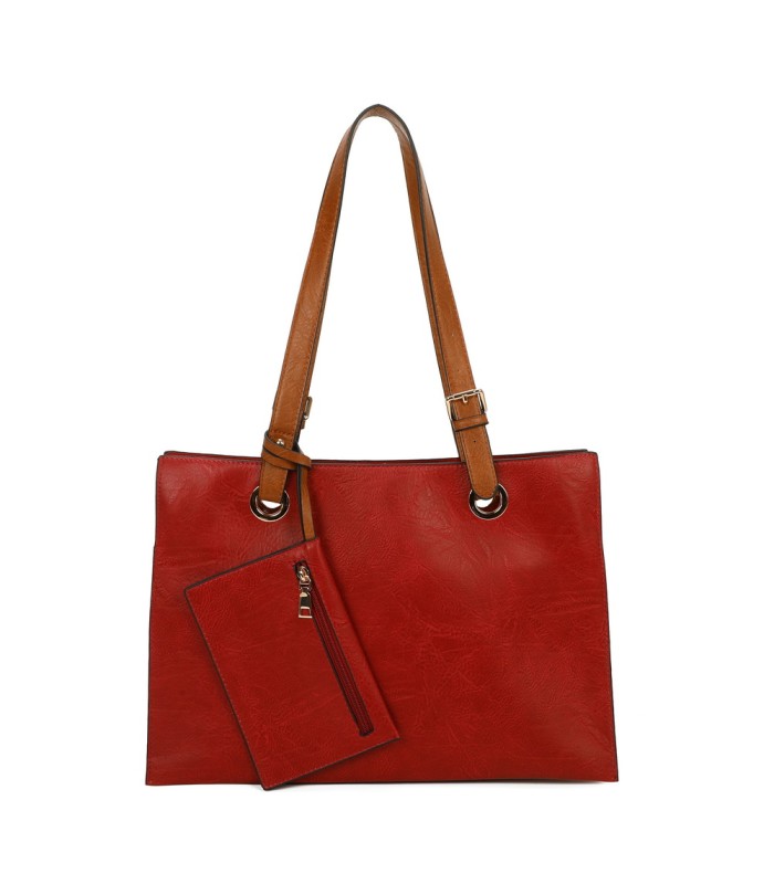 T11708 - Bolso bandolera con 3 compartimentos y monedero a juego
