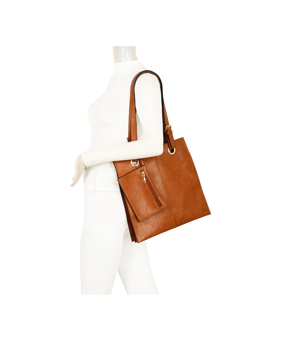 T11812 - Bolso de hombro cuadrado con monedero externo