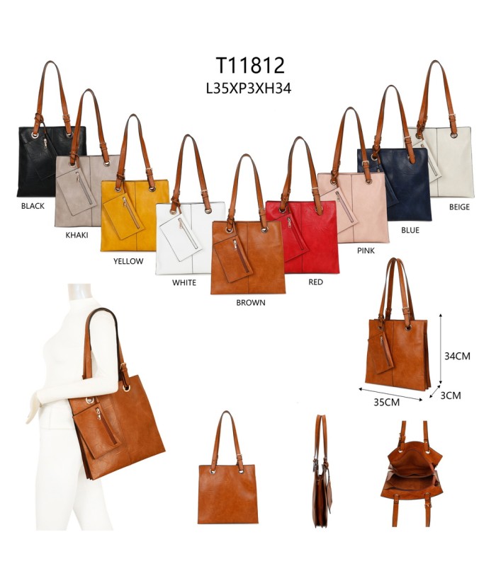 T11812 - Bolso de hombro cuadrado con monedero externo
