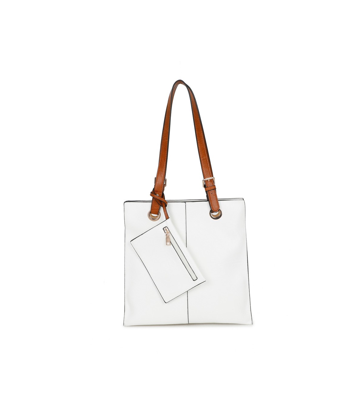 T11812 - Bolso de hombro cuadrado con monedero externo