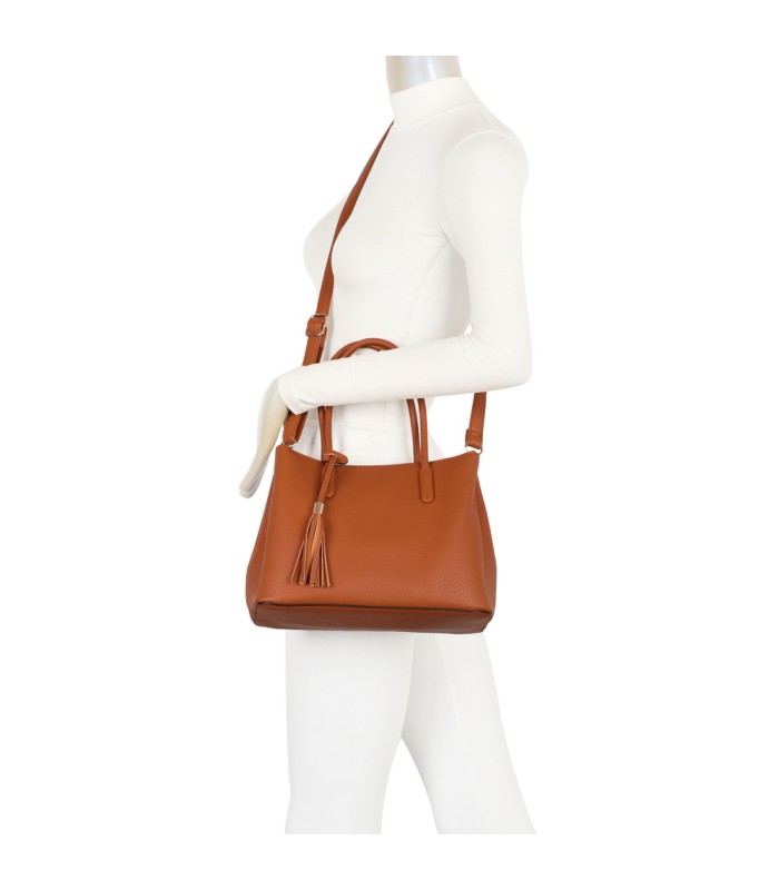 T11814 - Bolso bandolera con borla de colores amplio espacio con bolsillos