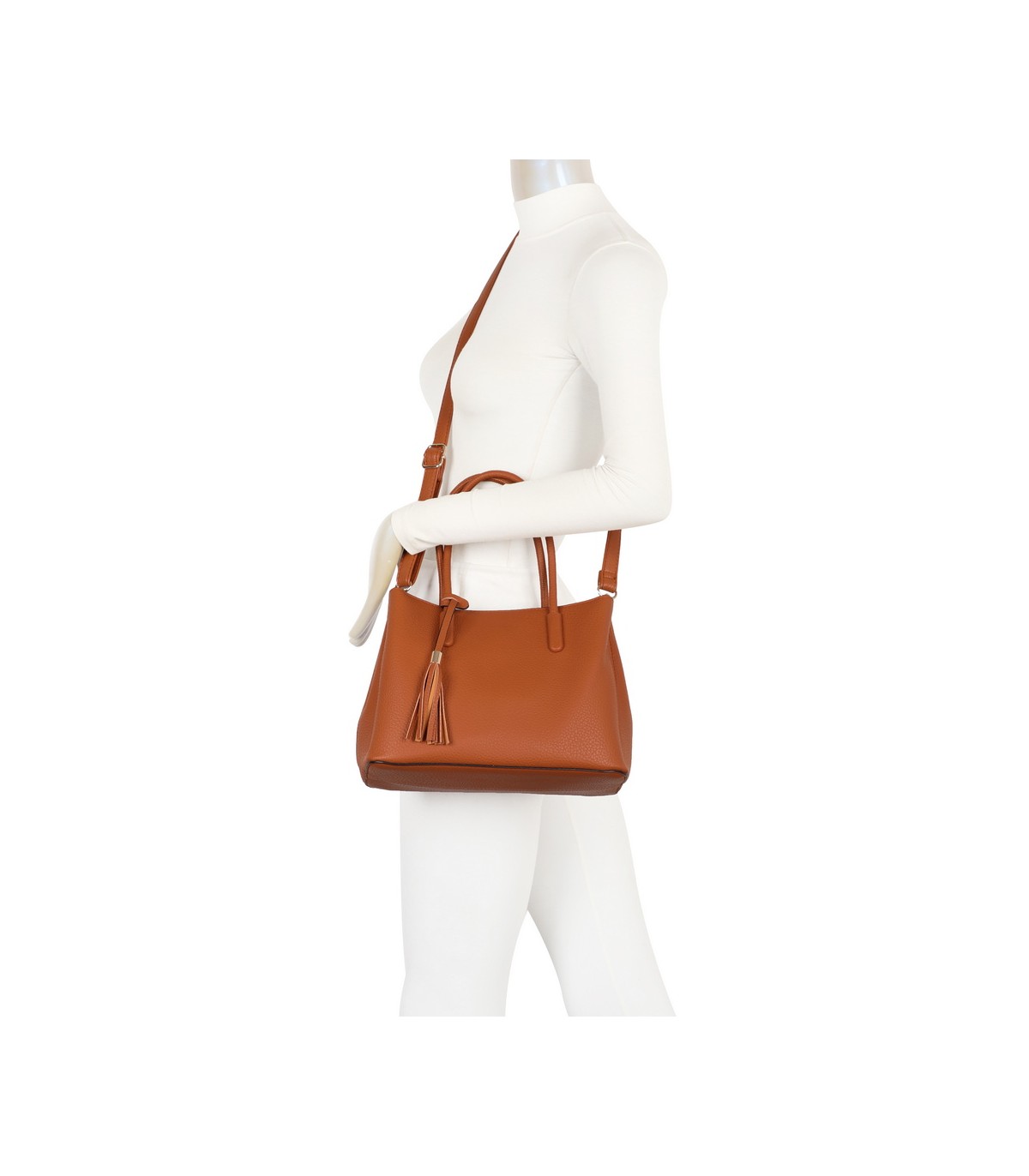 T11814 - Bolso bandolera con borla de colores amplio espacio con bolsillos