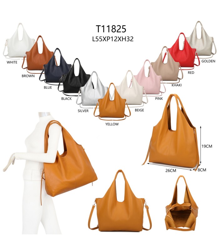 T11825 - Bolso de hombro estilo hongo con bandolera y asa grande