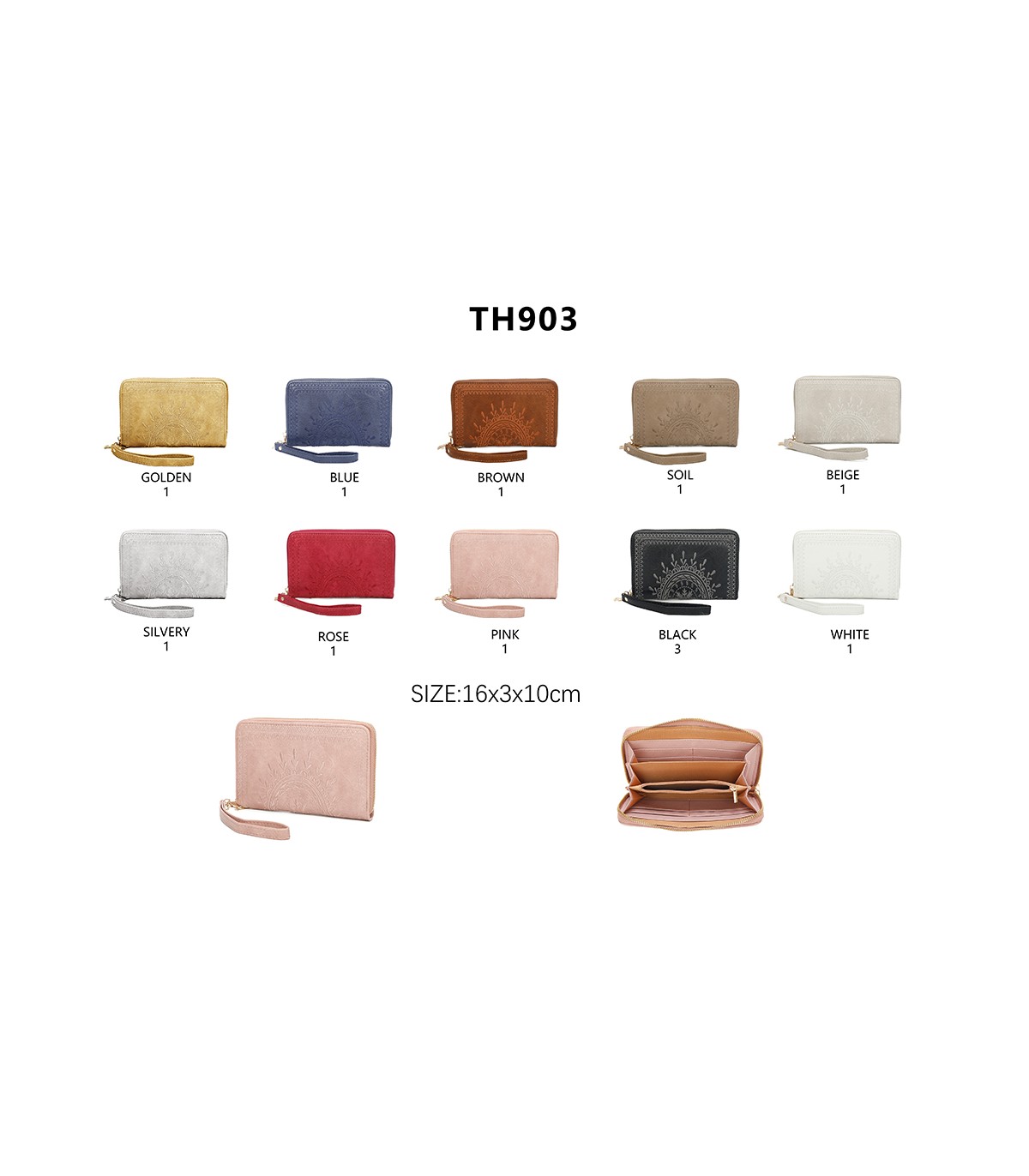 TH903 - Bolso monedero con bordados de mandala