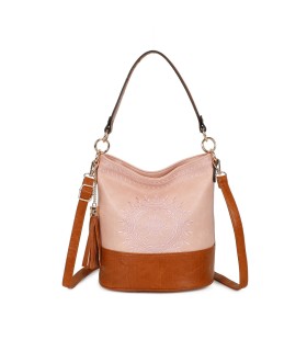 T11811 - Bolso bicolor de hombro con bandolera