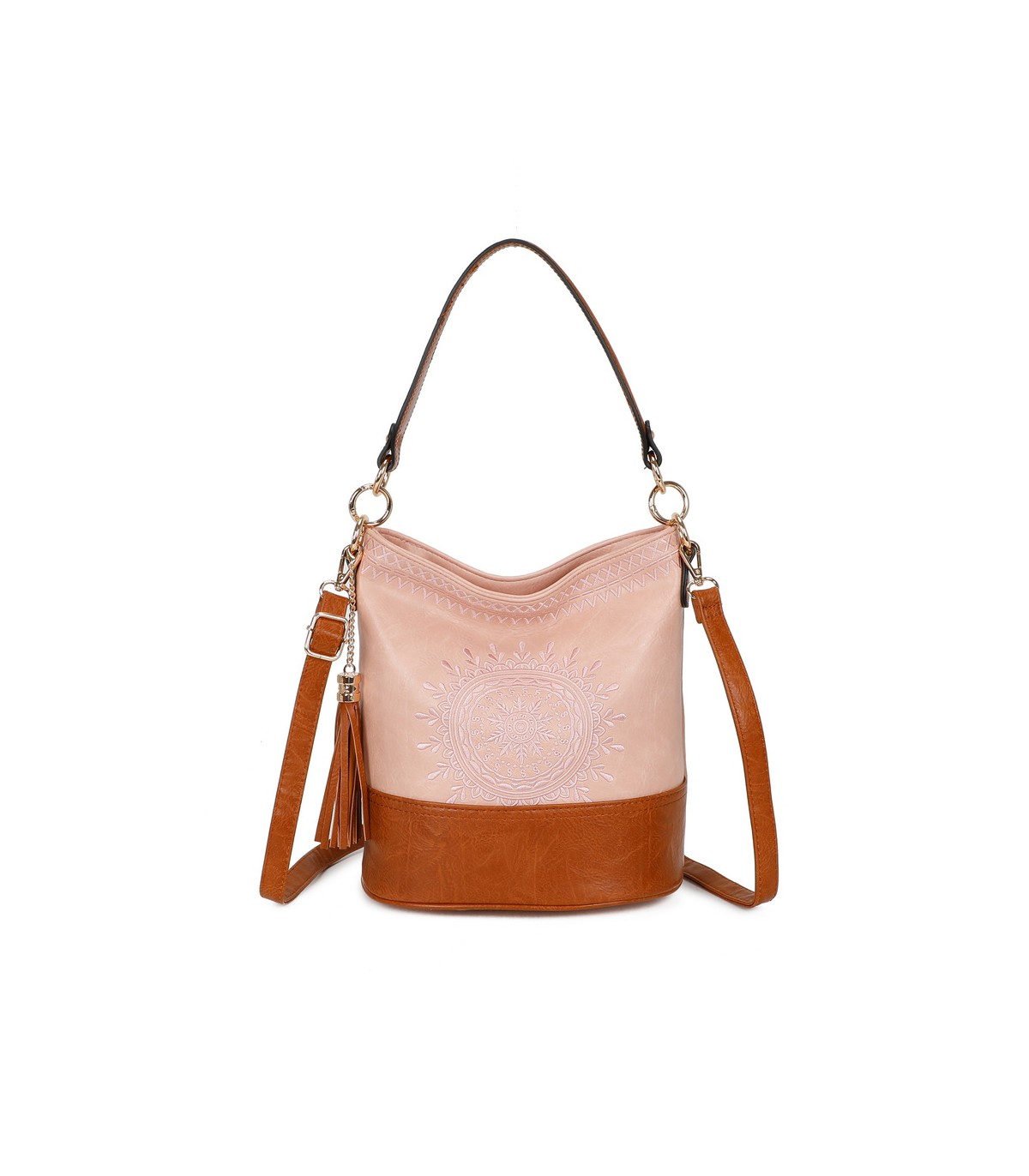 T11811 - Bolso bicolor de hombro con bandolera