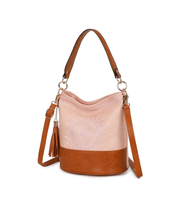 T11811 - Bolso bicolor de hombro con bandolera