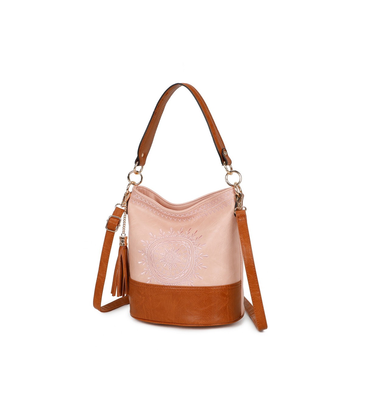 T11811 - Bolso bicolor de hombro con bandolera