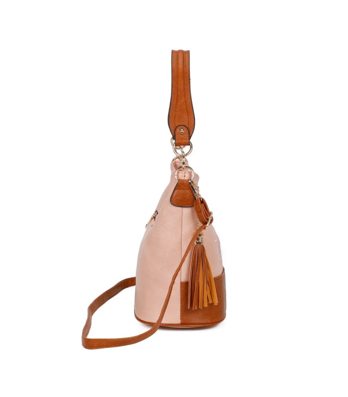 T11811 - Bolso bicolor de hombro con bandolera