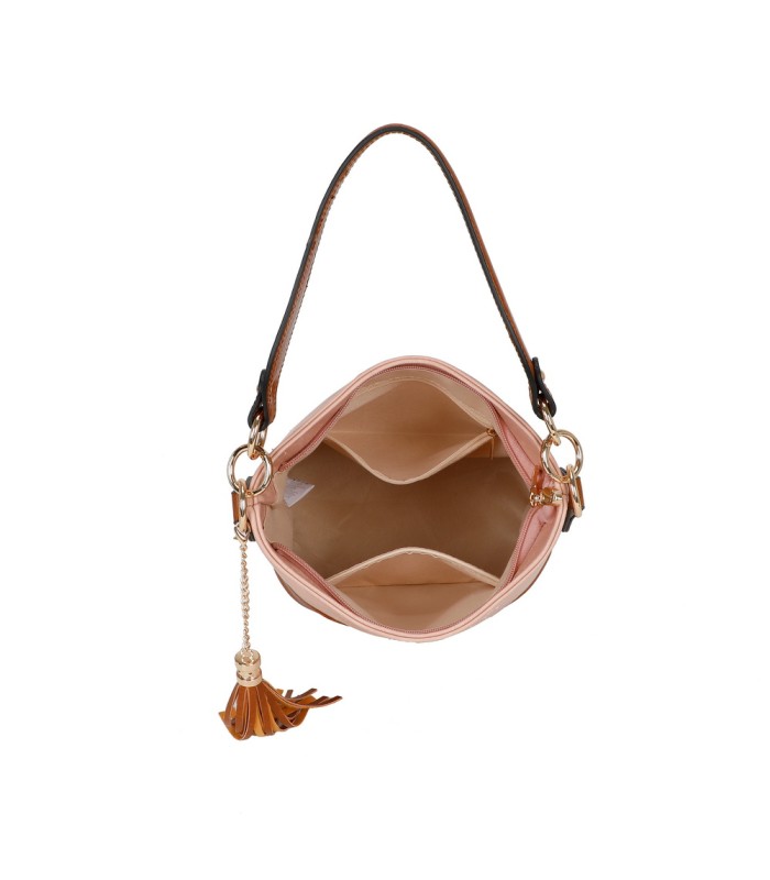 T11811 - Bolso bicolor de hombro con bandolera