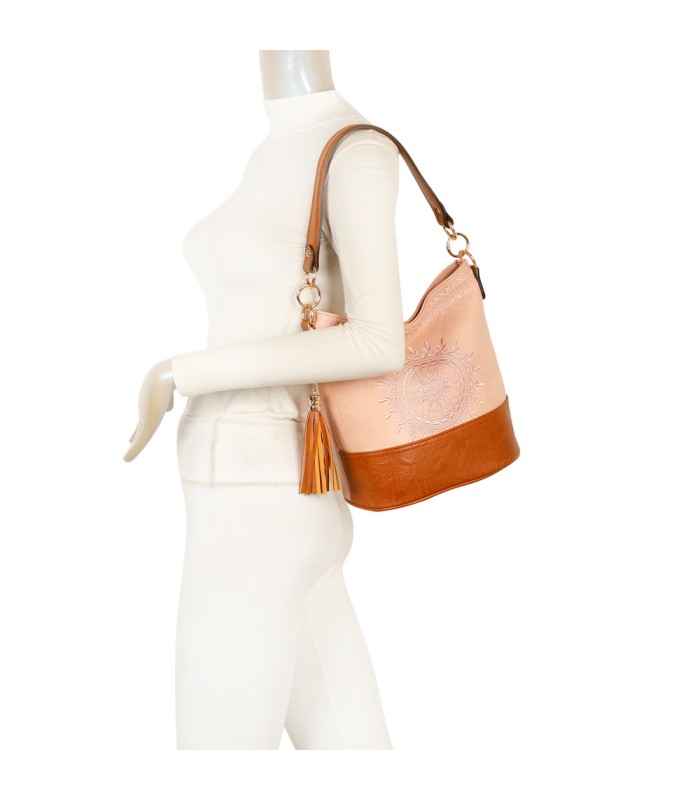 T11811 - Bolso bicolor de hombro con bandolera