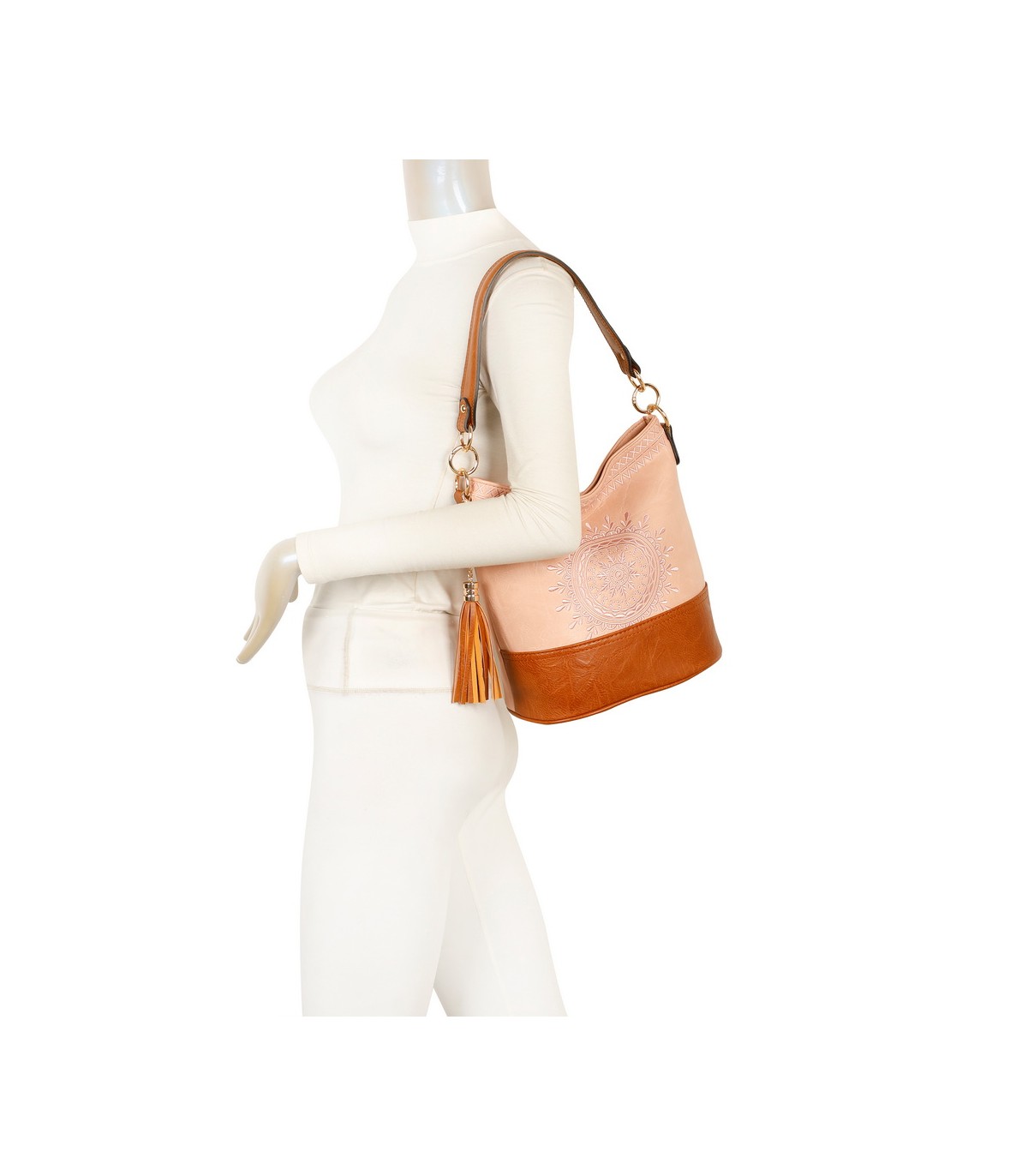 T11811 - Bolso bicolor de hombro con bandolera