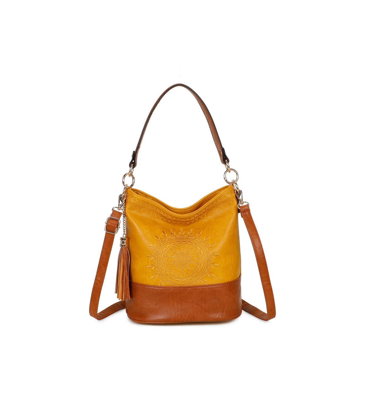 T11811 - Bolso bicolor de hombro con bandolera
