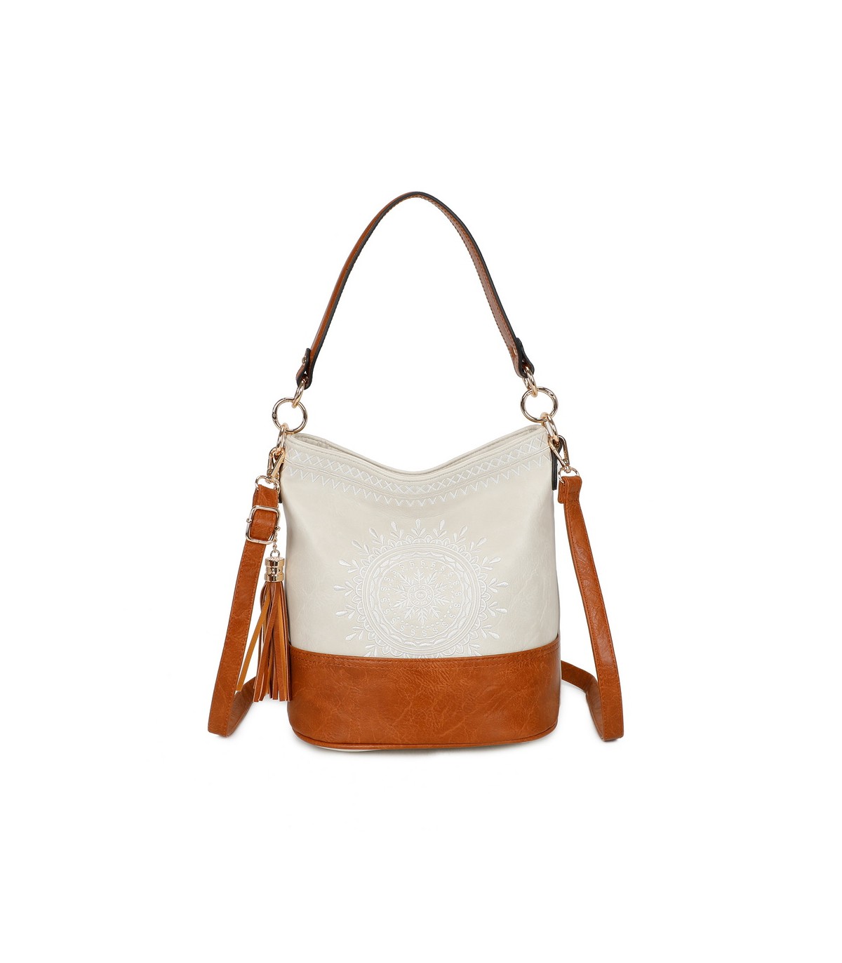 T11811 - Bolso bicolor de hombro con bandolera