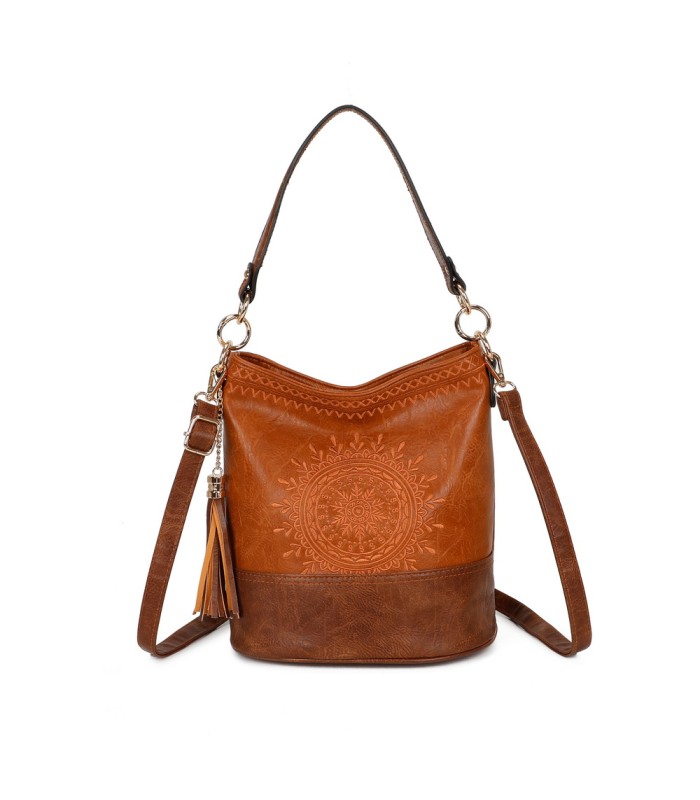 T11811 - Bolso bicolor de hombro con bandolera