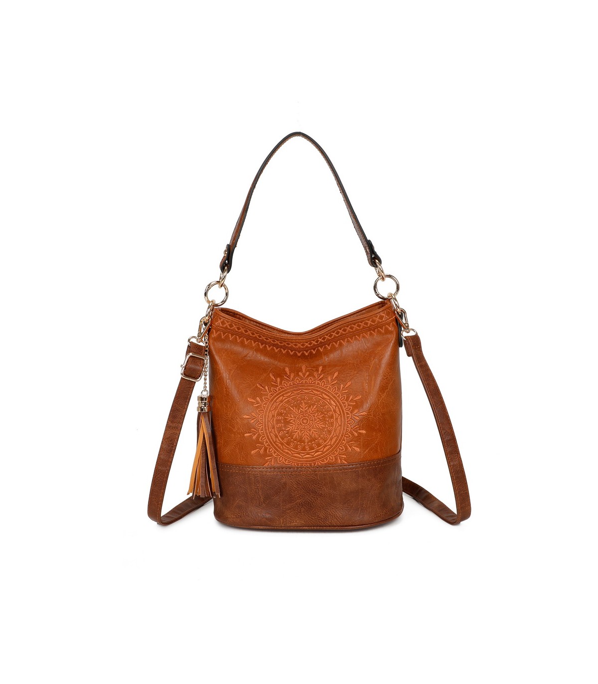 T11811 - Bolso bicolor de hombro con bandolera