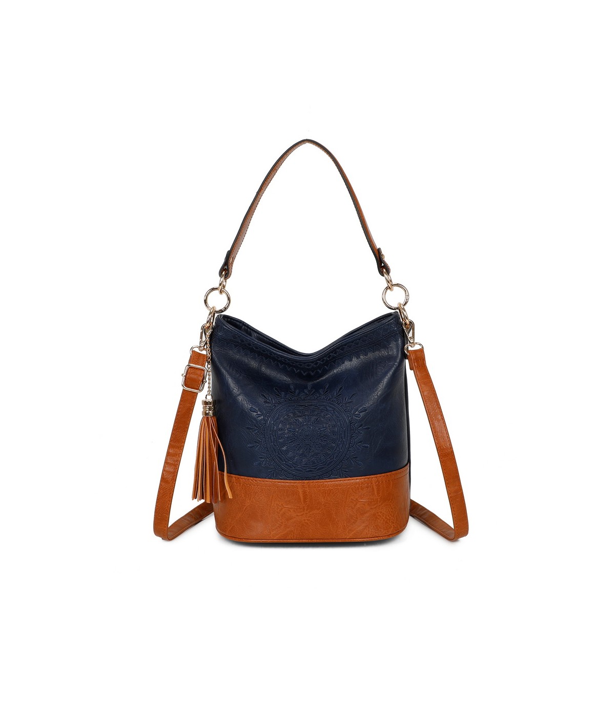 T11811 - Bolso bicolor de hombro con bandolera