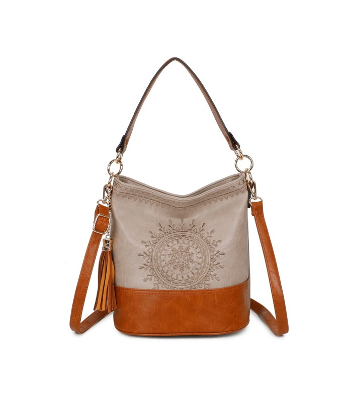 T11811 - Bolso bicolor de hombro con bandolera