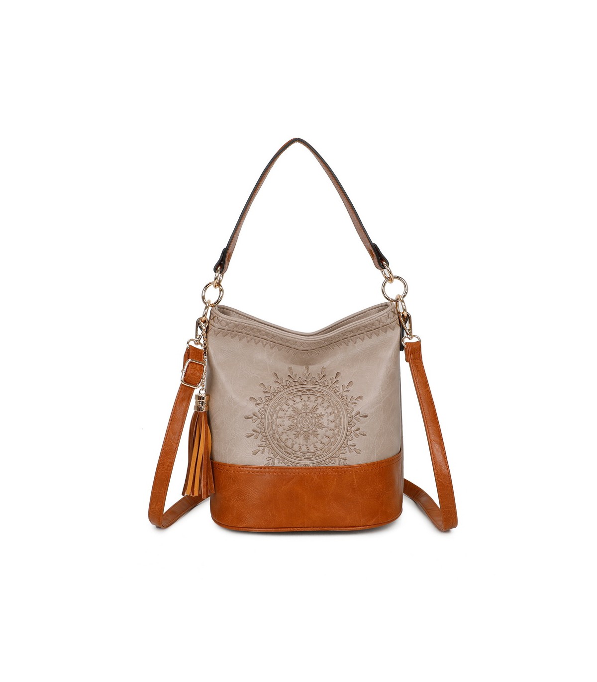 T11811 - Bolso bicolor de hombro con bandolera