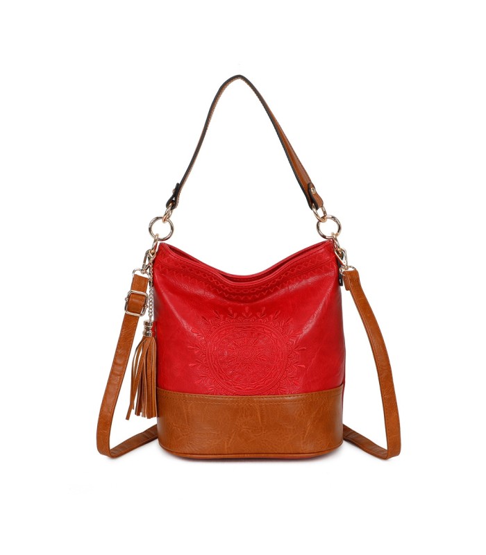 T11811 - Bolso bicolor de hombro con bandolera