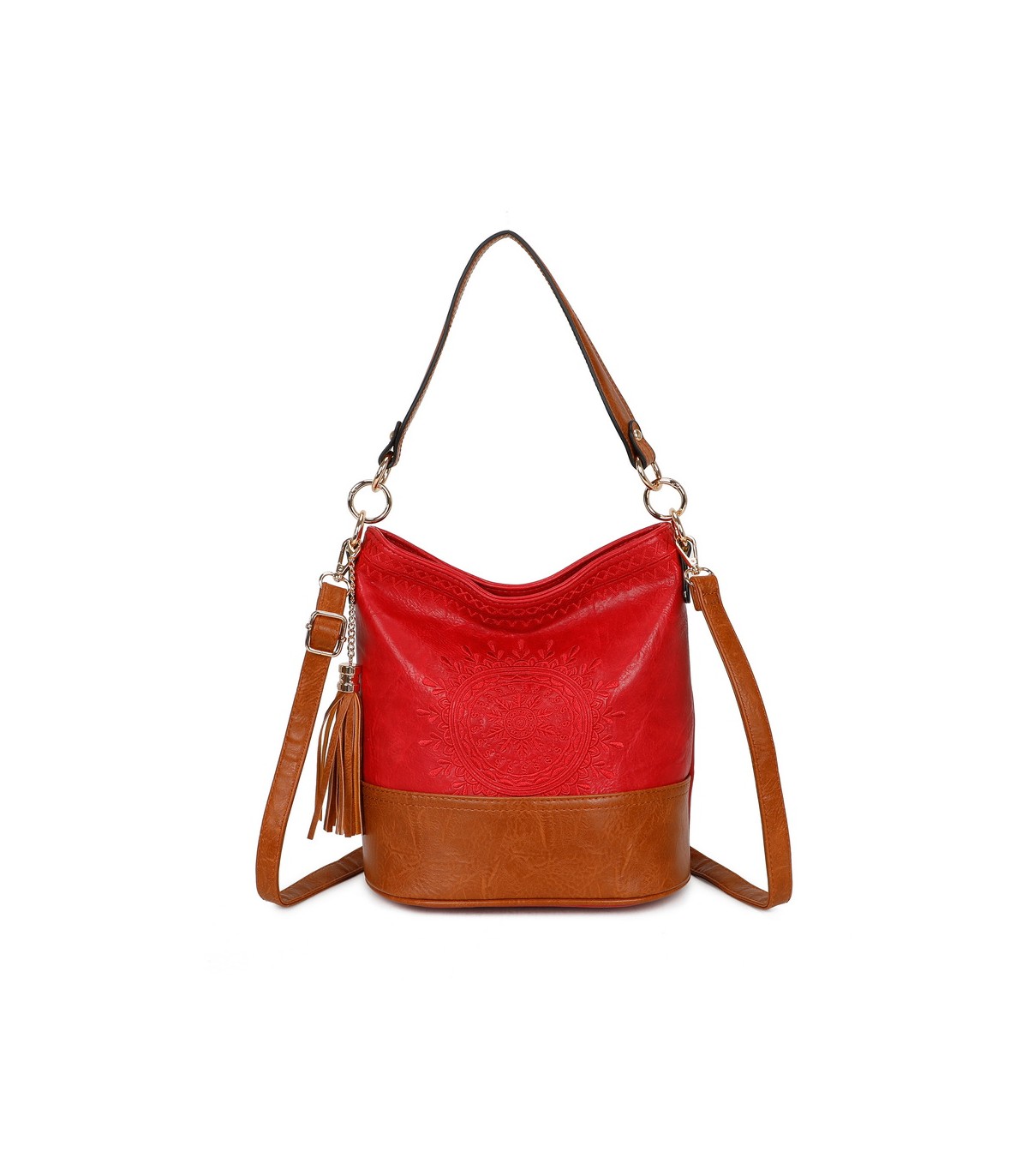 T11811 - Bolso bicolor de hombro con bandolera