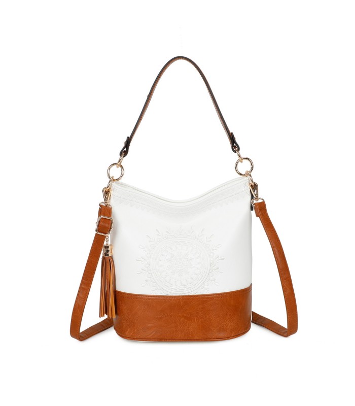 T11811 - Bolso bicolor de hombro con bandolera