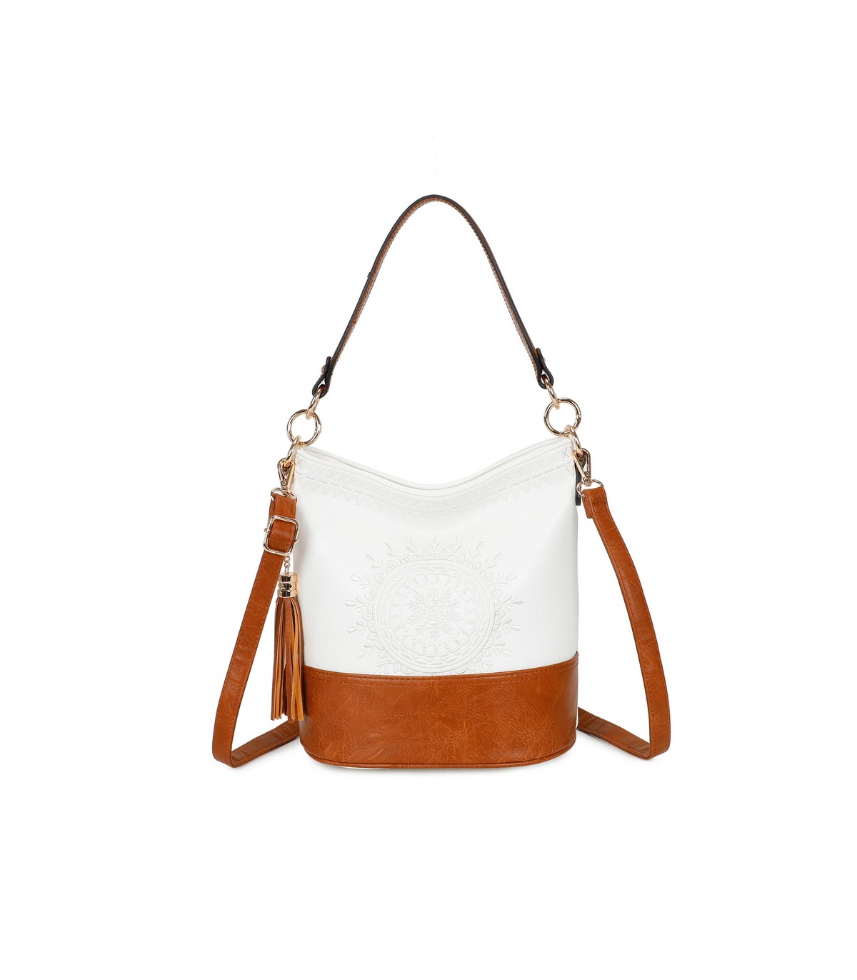 T11811 - Bolso bicolor de hombro con bandolera