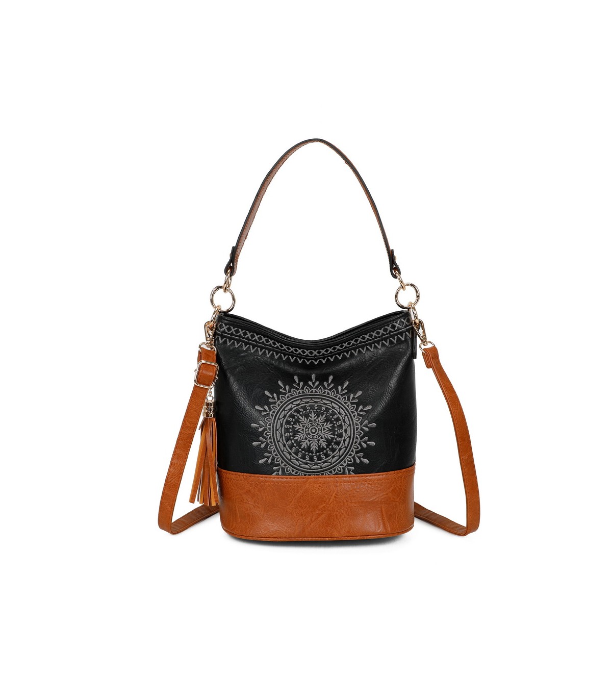 T11811 - Bolso bicolor de hombro con bandolera