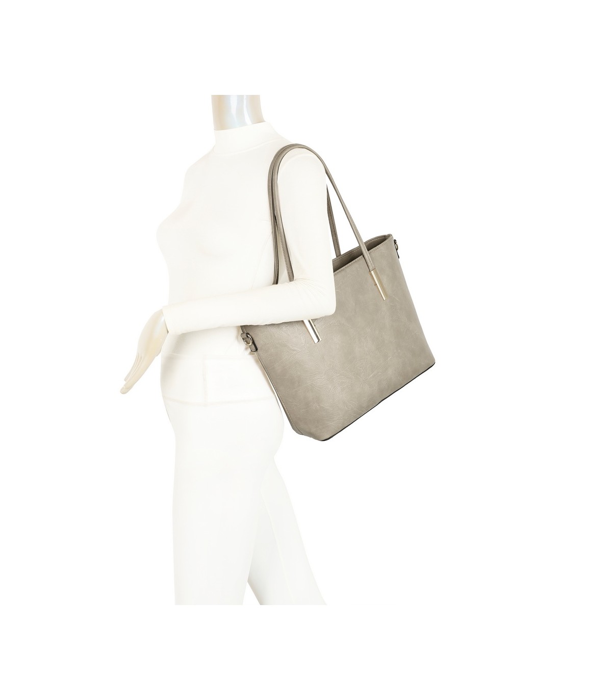 T11828 - Bolso doble amplio compartimento con asa para hombro y bandolera cruzada