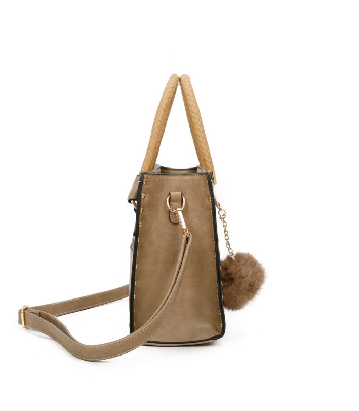 T11595 - Bolso bandolera y de mano con borla decorativa