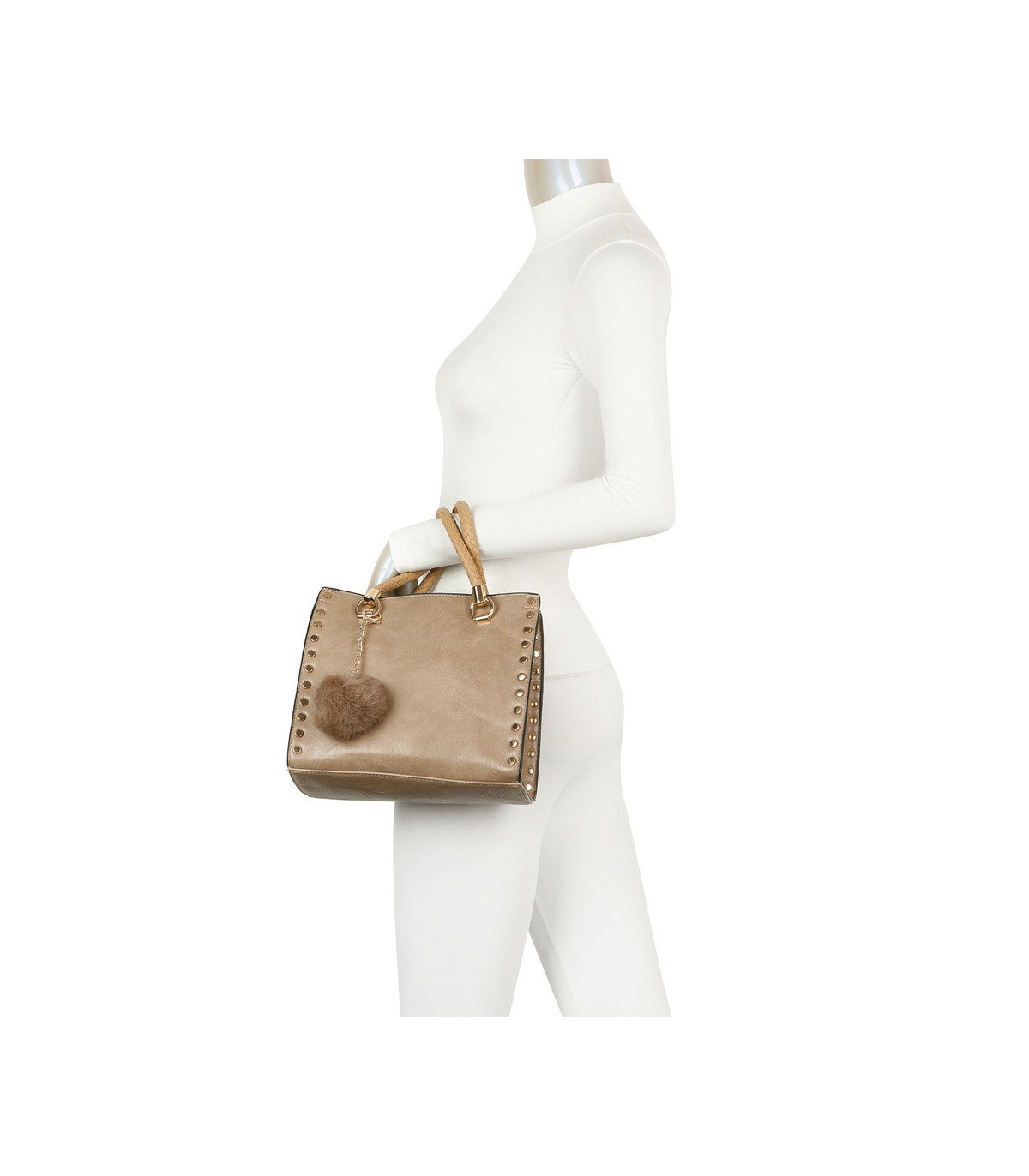 T11595 - Bolso bandolera y de mano con borla decorativa