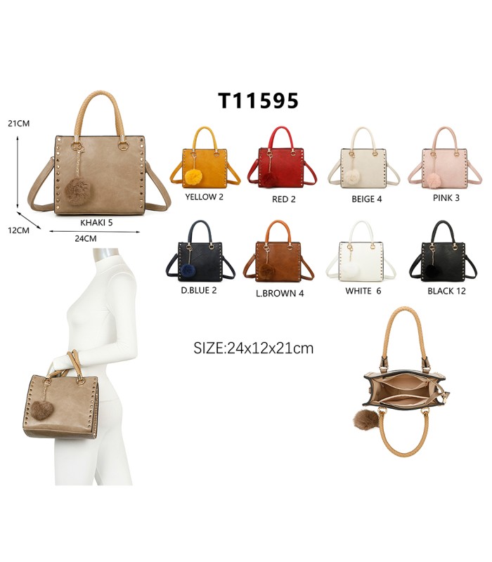 T11595 - Bolso bandolera y de mano con borla decorativa