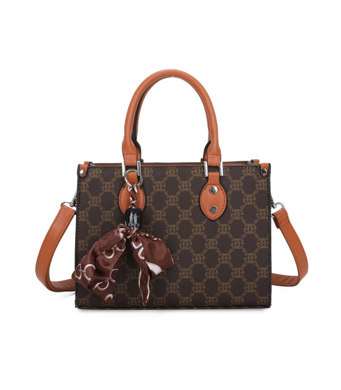 T11784 - Bolso con bandolera de mano y adorno de pañuelo