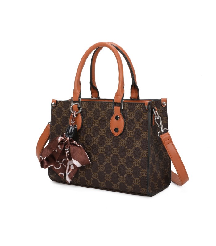 T11784 - Bolso con bandolera de mano y adorno de pañuelo