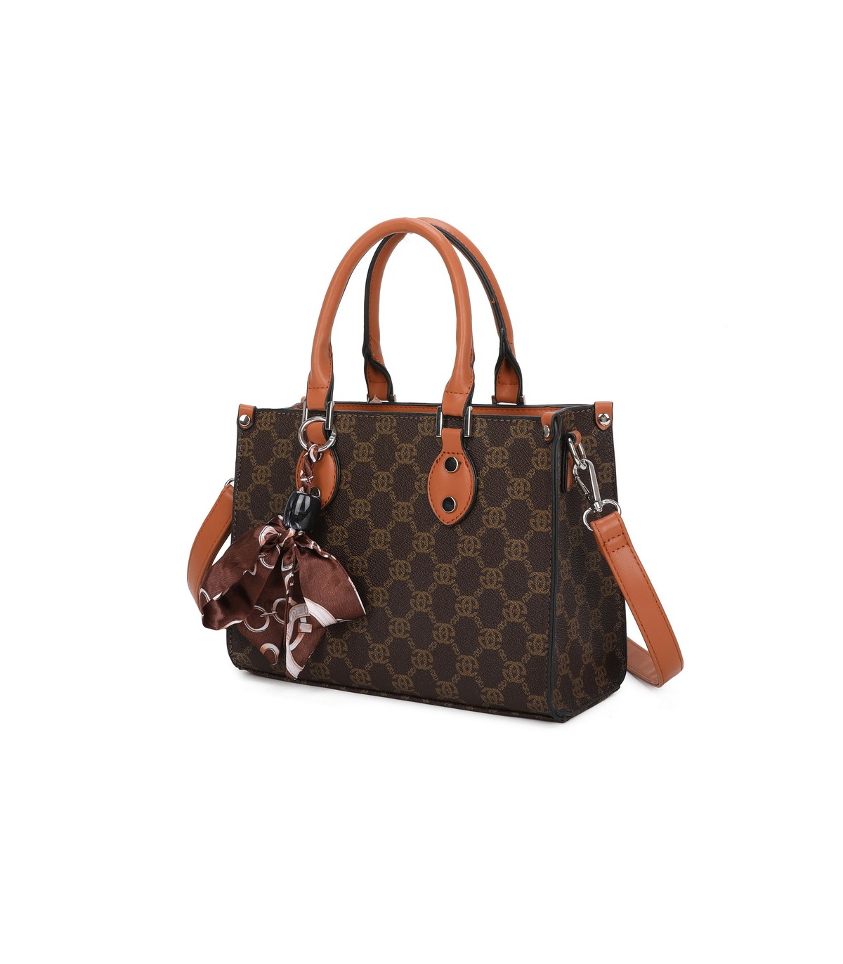 T11784 - Bolso con bandolera de mano y adorno de pañuelo