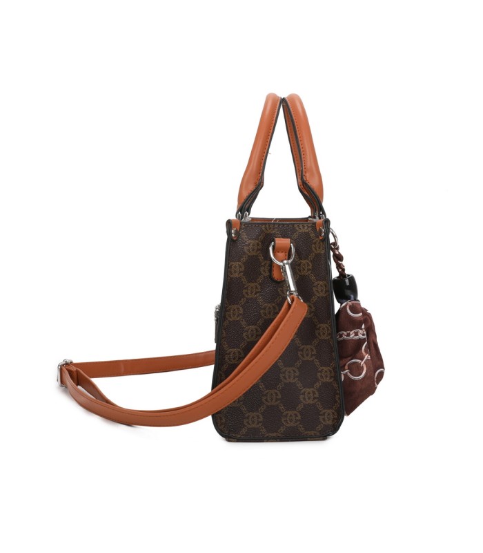 T11784 - Bolso con bandolera de mano y adorno de pañuelo