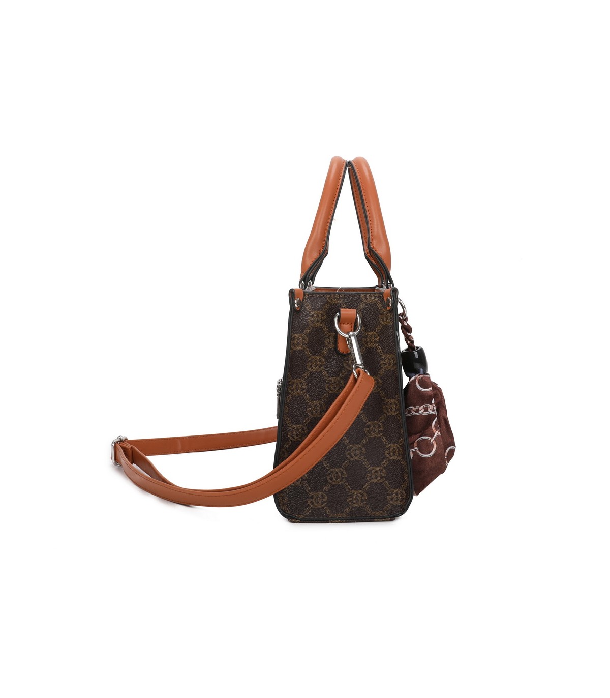 T11784 - Bolso con bandolera de mano y adorno de pañuelo