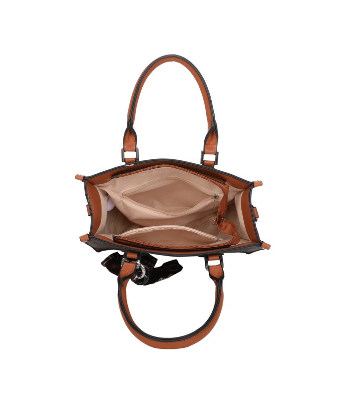 T11784 - Bolso con bandolera de mano y adorno de pañuelo